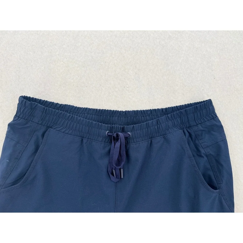 Eddie Bauer Fleece Lined Cargo Joggers Navy Blue Womens 10 Hiking Pants Plaid